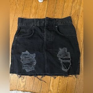 Forever 21 Black Ripped Mini Skirt